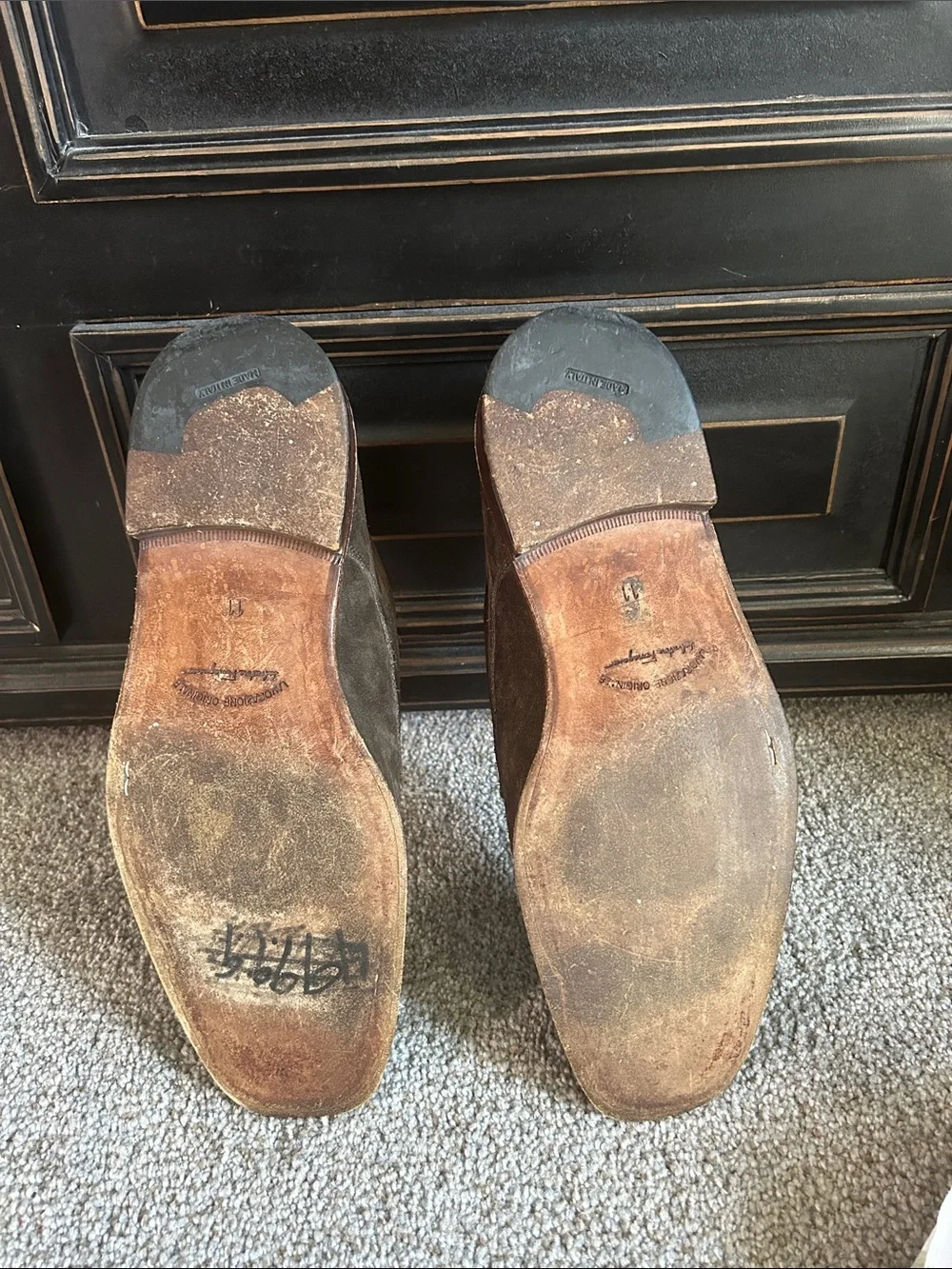 SALVATORE FERRAGAMO Brown Suede Lace-Up Dress Shoes